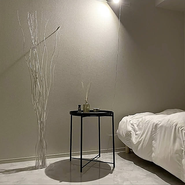 フロアタイル モルタル,フロアタイル,シンプルインテリア,モダンインテリア,IKEA,一人暮らし,7畳,シンプルライフ,ナチュラル,シンプルな暮らし,一人暮らしの部屋,Bedroom nanoの部屋