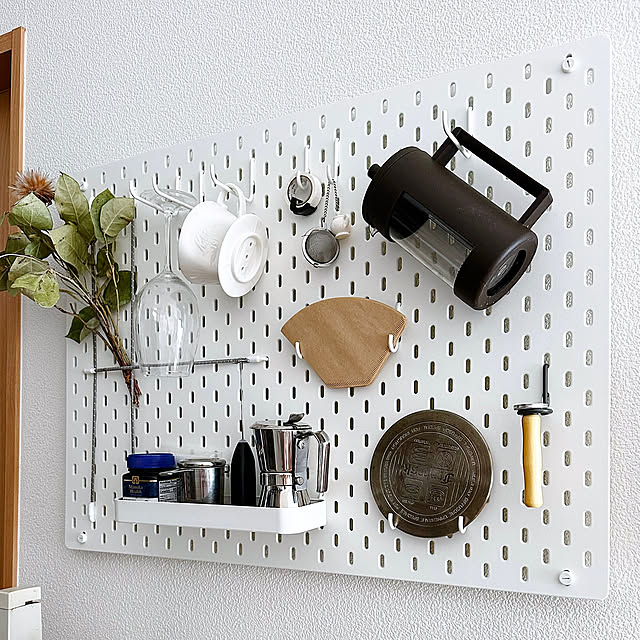 IKEA,ディスプレイコーナー,有孔ボード,壁美人,あなたがしてくれなくても,おうち時間,暮らしの記録,心地よい暮らし,一人暮らし,1R/1K,コーヒーのある暮らし,ジャンニーナ,エスプレッソ,カフェ,カフェタイム,ワンルーム,Kitchen,RoomClip mag 掲載 naaaaaaao777の部屋