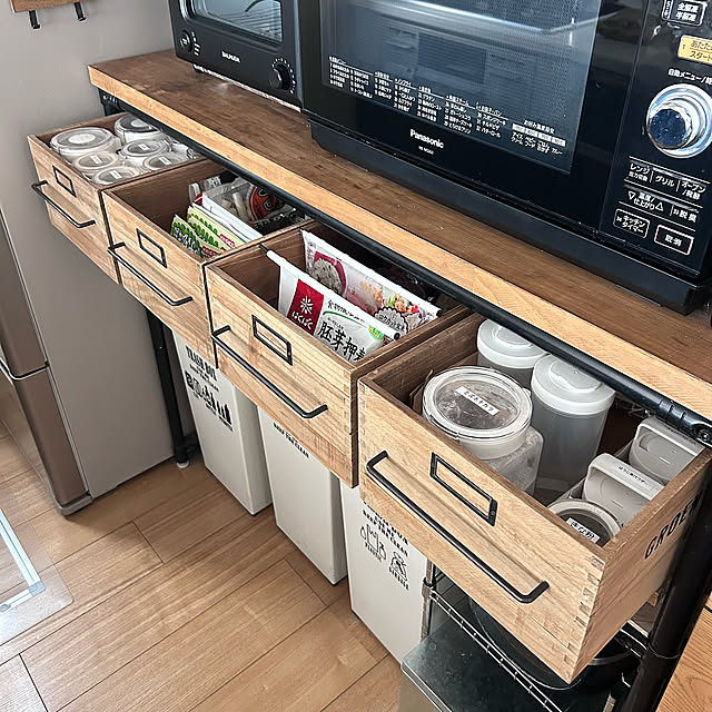 Kitchen,POLUS,ポラス分譲,キッチン収納,木箱リメイク,ウッドボックス,引き出しDIY,ウッドボックスリメイク,背面カウンター,イレクターパイプ,アイアン素材,背面カウンター DIY,作業効率up,イレクターパイプDIY,RCの出会いに感謝♡,いいね&フォローありがとうございます☆,RCユーザーさんとの出会いに感謝♡,RC運営チームの皆様に感謝♡ adamoの部屋