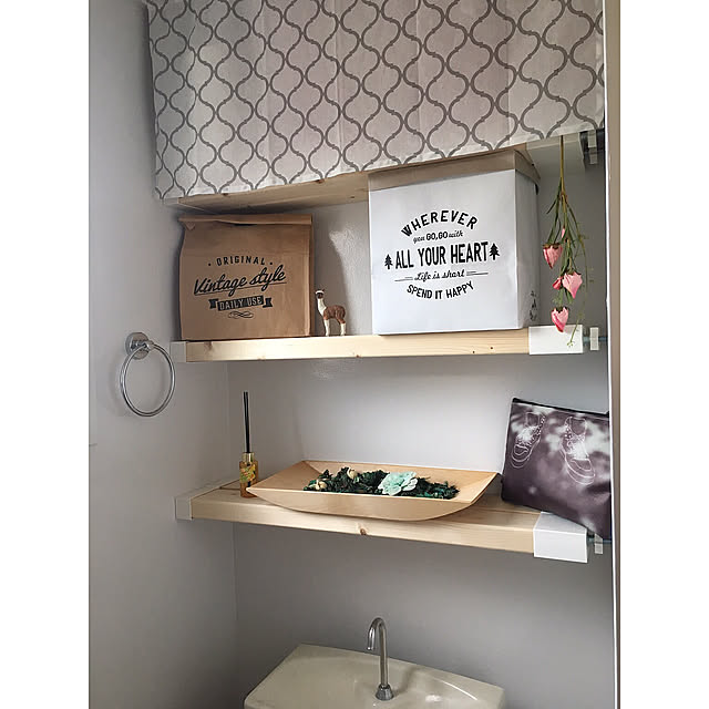 Bathroom,ラブリコ,DIY初心者,賃貸でも楽しく♪,セリア,100均,ナチュラル,DIY howa.howaの部屋