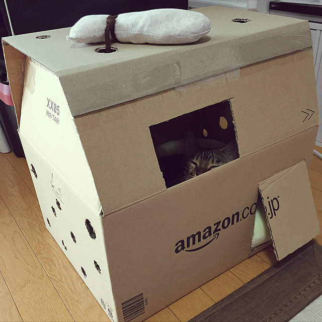ダンボールハウス,ねこと暮らす,ねこさん用ベッド,DIY,Lounge puu_1986の部屋