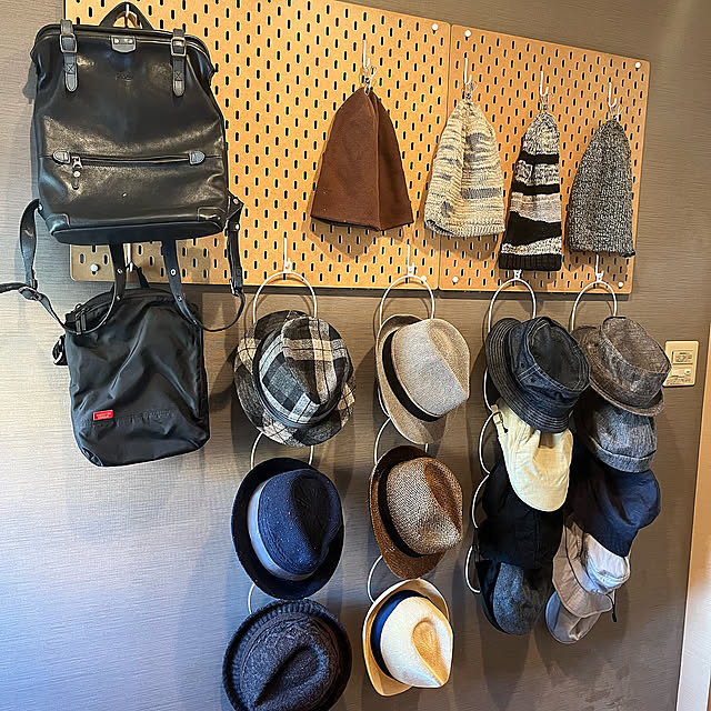 山崎実業,SKÅDIS（スコーディス）,壁面収納,IKEA,DIY,On Walls,パンチングボード,帽子収納 himekinaの部屋
