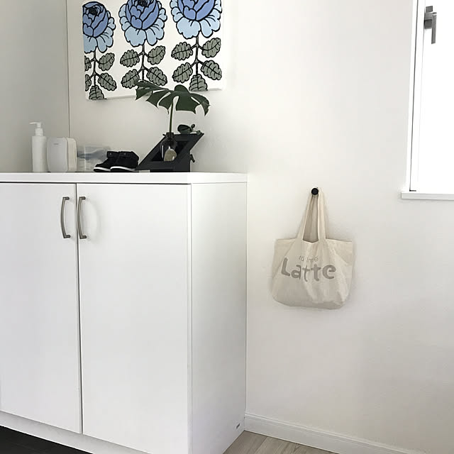 発砲スチロール,ファブリックパネル,マーライスルース,玄関収納,フック収納,フック,IKEA,ぶらさげ収納,収納,おまけ,エコバッグ,シンプル,ミニマル,もたない暮らし,ミニマルライフ,ワンフロア,Entrance rererereinaの部屋