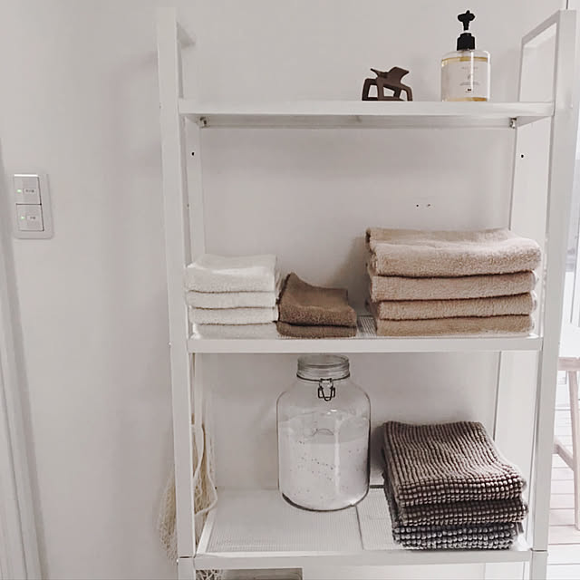 子供のいる暮らし,片付け,断捨離中,断捨離,タオル収納,イケアの棚,イケア,洗面所インテリア,洗面所 棚,洗面所収納,洗面所 収納,洗面所,Bathroom itoの部屋