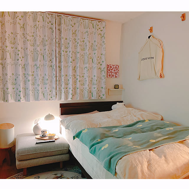 Bedroom,ブランケット,素敵な出会いに感謝♡,mina perhonen,賃貸でも楽しく♪,一番好きな場所,いつも見てくださって、感謝です♡,イベント参加なのでコメントお気遣いなく♡,自撮り祭り yuyuの部屋