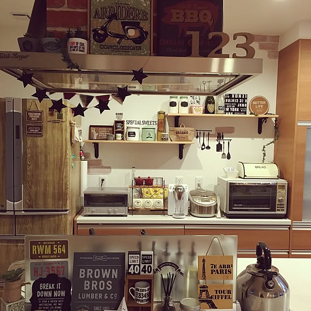 Kitchen,100均,フェイクグリーン,ダイソー,カフェ風,リメイクシート,キャンドゥ,salut!,3Coins,IH周辺 YUUの部屋