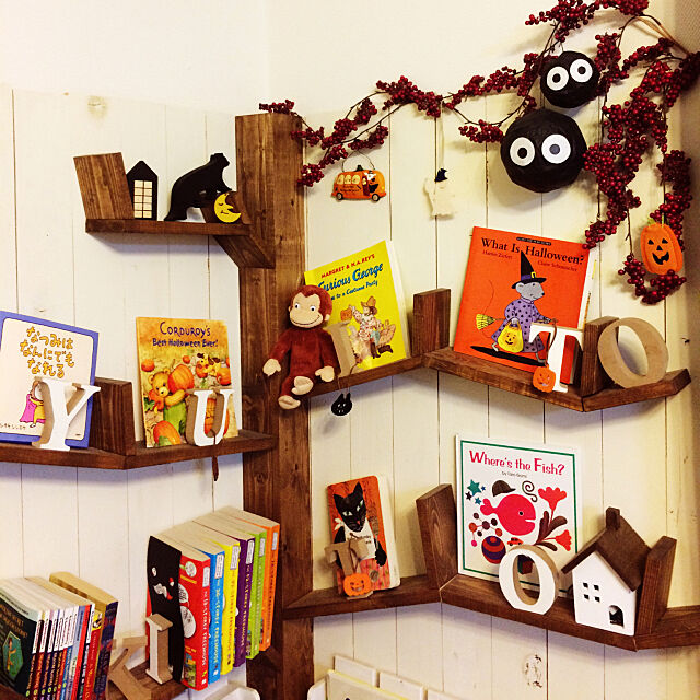 My Shelf,ハロウィン,読書スペース,イベント用,絵本棚DIY,リーディングツリー,子どもスペース,子どもと暮らす,あかちゃんのいる部屋 akatukiyukiの部屋