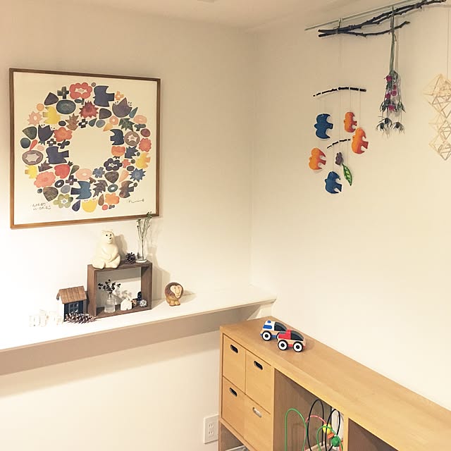 On Walls,ヒンメリ,失敗は成功のもと,オーブン陶芸,モビール作りました！,アクリル絵の具で色付け,手作り,マンション暮らし,北欧,ヤコのオーブン陶土,マンション,ドライフラワー,北欧雑貨,鳥モチーフ,BIRDS’ WORDS,リサラーソン,knkさんの端材のおうち risako1107の部屋