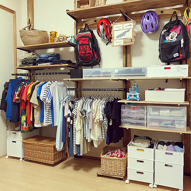 こども服収納,端材,DIY,こどもと暮らす,壁面収納,かご収納,和室リフォーム,LABRICO,無印良品,ニトリ,キッズスペース,兄妹,On Walls miyaの部屋