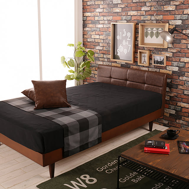 寝室,インテリアオフィスワン,Bedroom,ヴィンテージ,男前,インダストリアル,レザーベッド,ブルックリンスタイル i-office1の部屋