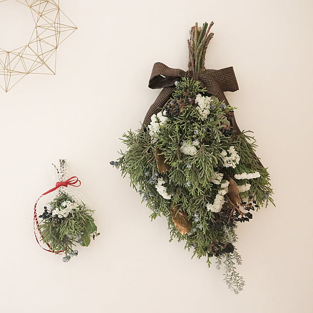 On Walls,シンプルナチュラル,すっきり暮らしたい,おうち時間,花を飾る,クリスマス準備,クリスマススワッグ,ハンドメイド,飾ったままドライに yunohaの部屋
