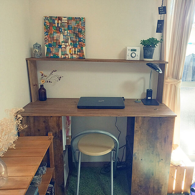 My Desk,観葉植物,賃貸,カラーボックス机,勉強机DIY ,DIY,ニトリのカラーボックス,植物 Etsuyoの部屋