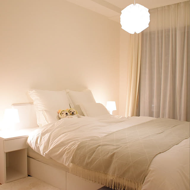 Bedroom,羽毛布団,クイーンサイズベッド,フランスベッド,クイーンサイズ,ベッドルーム,ベッド,寝室,ホワイトインテリア,ニトリ,北欧インテリア,北欧,ダップー,シンプルライフ,シンプル,IKEA,犬のいる暮らし Naoの部屋