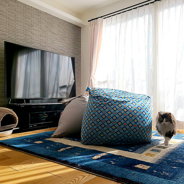 Lounge,幾何学模様,猫と暮らす,ねこと暮らす,ねこ,ノルウェージャンフォレストキャット,ねこのいる暮らし,ヨギボー,Yogibo,ギャッベ akiko6193の部屋