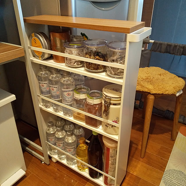 Kitchen,ストック収納,RoomClipショッピング,すきま収納,山崎実業 tower,日進木工 haruissaの部屋