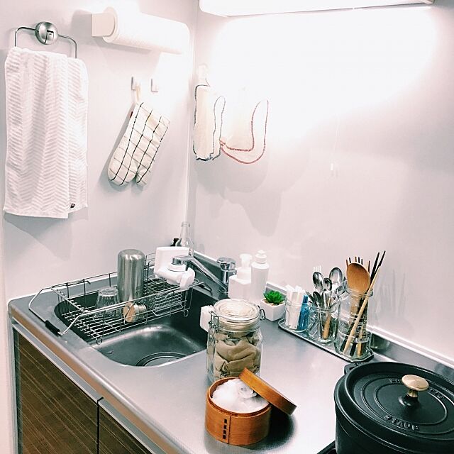 Kitchen,掃除道具,ウエス,空き瓶,100均,一人暮らし,無印良品,ニトリ,ストウブ鍋 pandaの部屋