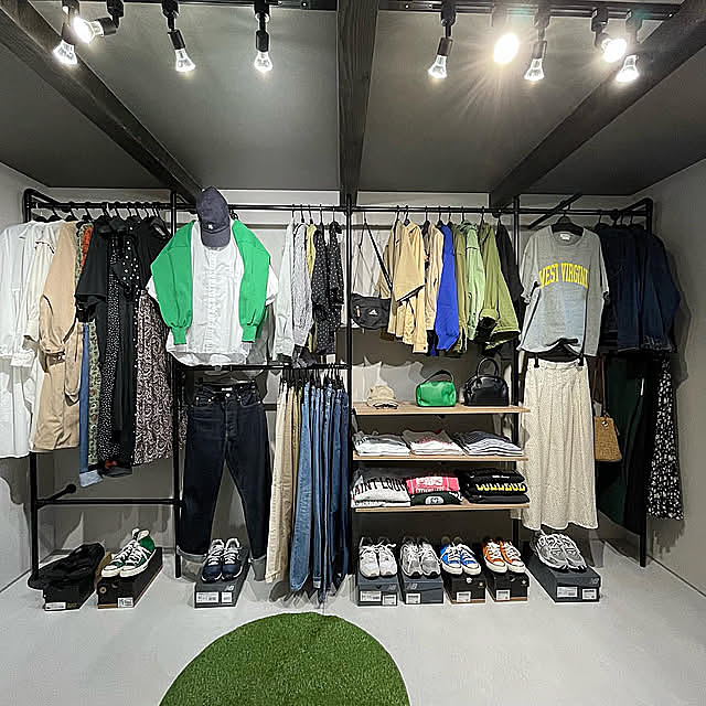 アパレルショップ風,ディスプレイコーナー,DIY,土間,ウォークインクローゼット,イレクターパイプ,スペーシアパイプ,My Shelf K-VILLAGEの部屋