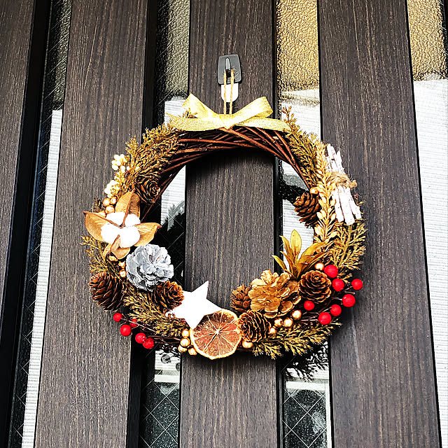 全部ダイソー,マイホーム,クリスマスリースハンドメイド,ダイソー　ナチュラルパーツ,ダイソー,クリスマス雑貨,ナチュラル好き,Entrance snow_whiteの部屋