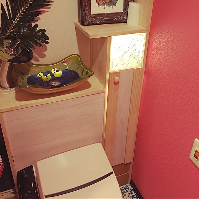 Bathroom,タンクレストイレ,ブロックガラス,DIY,アシンメトリー ukkun55の部屋