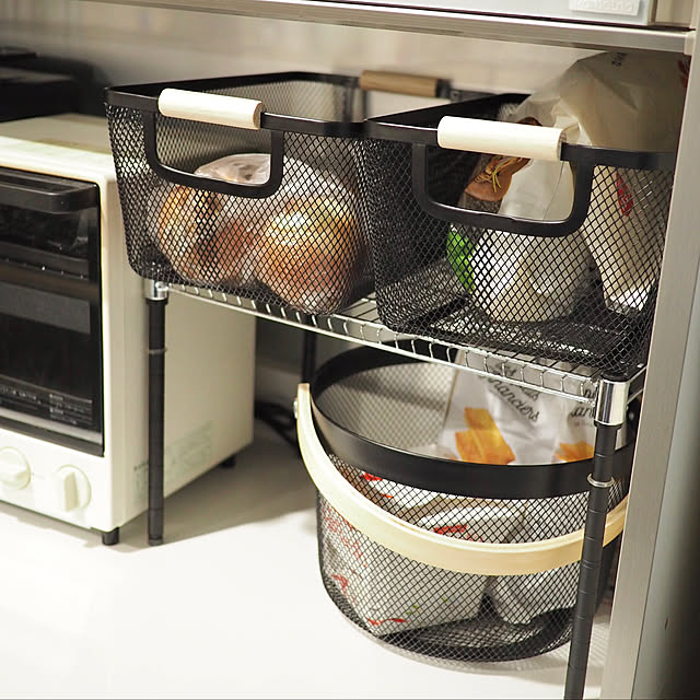 キッチン収納,バスケット,かご収納,ダイソー,ワイヤーカゴ,ワイヤーかご,500円商品,Kitchen emmmmmiの部屋