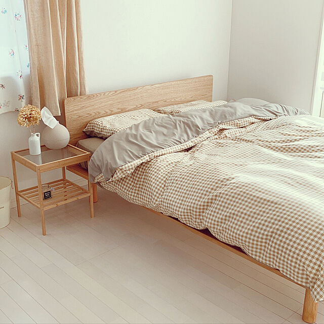 ベッドカバー,ペーパーポット,無印良品ベッド,無印良品,NESNA,IKEA,ニトリ,Bedroom satomiの部屋