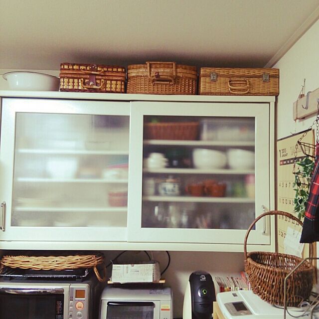 Kitchen,かご,バスケット収納,ピクニックバスケット,収納,古道具 Akiの部屋