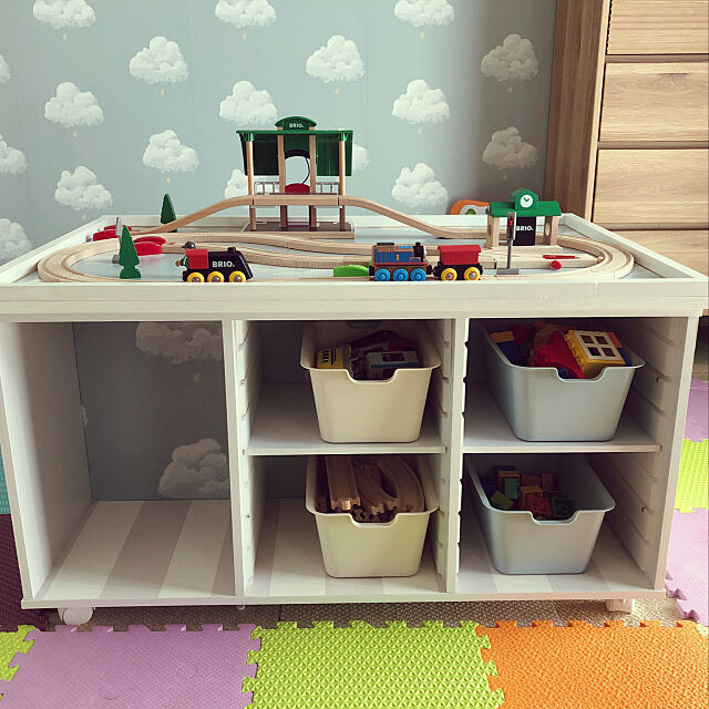 My Shelf,カラーボックス,プレイテーブル,DIY,おもちゃ収納,壁紙,プラレール収納,LEGO収納,100均 jiumeiziの部屋
