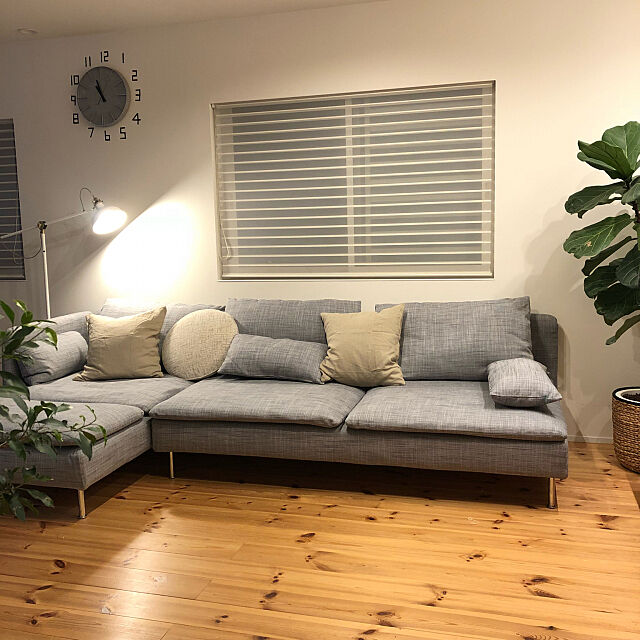 Lounge,グレーソファ,ソーデルハムン,ソファ,無垢の床,無垢材,こどもと暮らす。,シンプルな暮らし,IKEA yoko1978の部屋