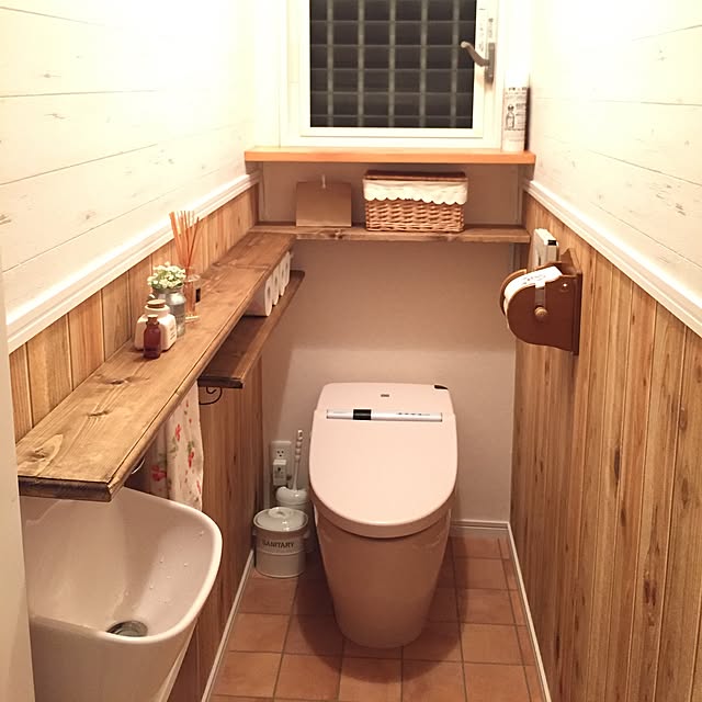 Bathroom,腰壁風壁紙,トイレの壁紙,壁紙屋本舗,BRIWAX nsmamaの部屋