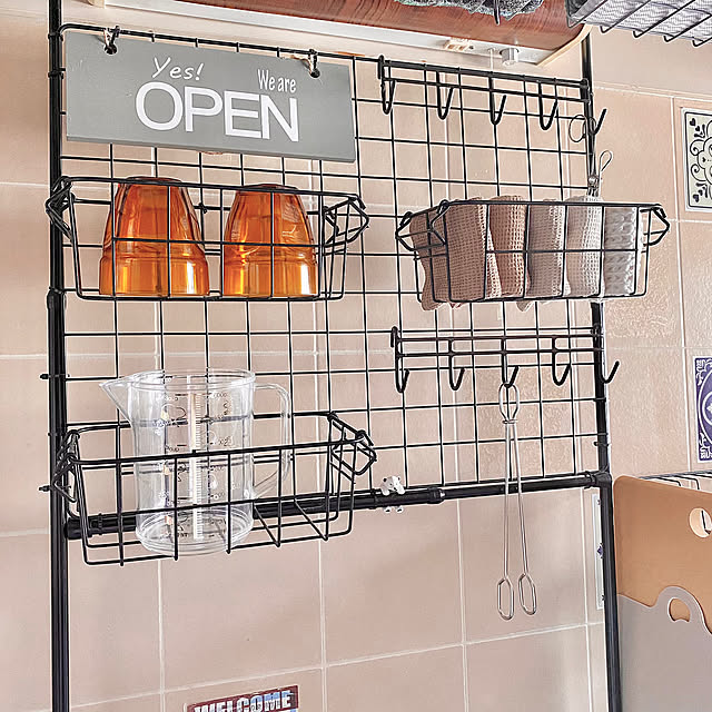 Kitchen,狭いキッチン,ワイヤーネット,つっぱり棒,おうちをキレイに保つ習慣 amelie1259の部屋