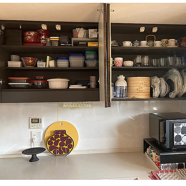 Kitchen,備え付け収納,つり戸棚,片付けやすい工夫 marukoの部屋