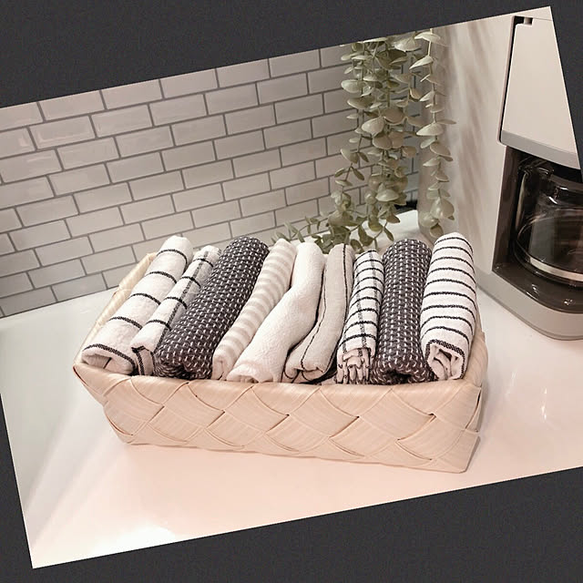 無印良品,IKEA,キッチンクロス,Kitchen,KEYUCA,ティータオル半分にカット,ティータオル,ジョージジェンセンダマスク,キッチン収納 kyoko1124koの部屋