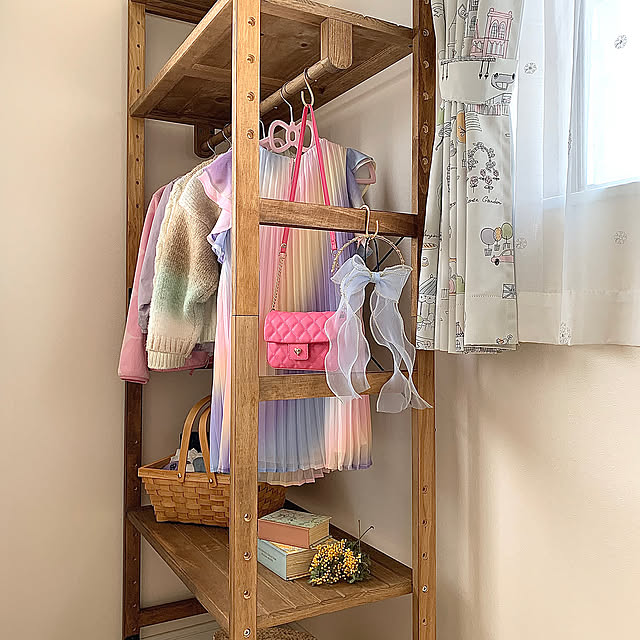 My Shelf,素敵な一日を♪,ショップ風,見せる収納,フック,新生活,ナチュラル,子供部屋,ハンガーラック,パイン材,ナチュラルインテリア,子供服,子供服収納,こどものいる暮らし,子供服整理,衣類整理,見てくださってありがとうございます♡,RoomClipショッピング,おうち見直し企画,ポールの高さが変えられる！,子供部屋女の子,小1女子,７歳娘,ミモザ koko_hikaの部屋