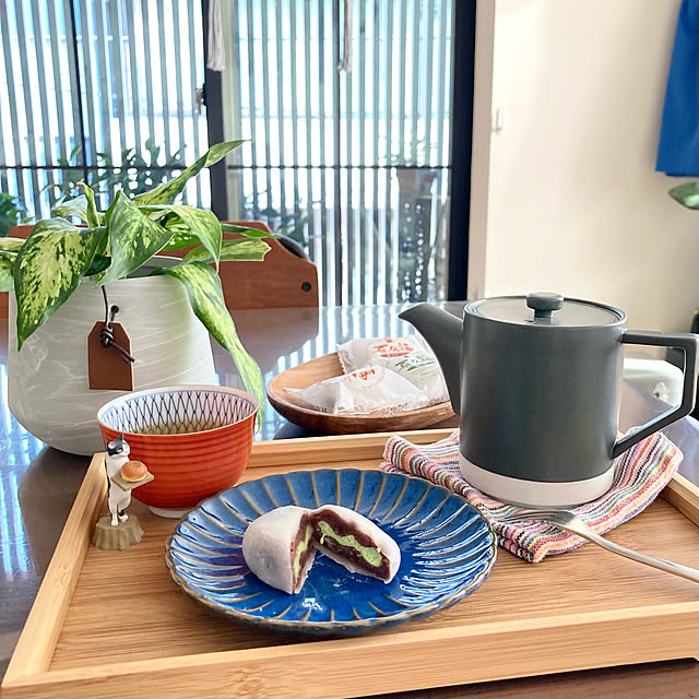 ひょいパク,ディフェンバキア,観葉植物,猫のパン屋さん,茶器,Standard Products,スタンダードプロダクツ,買ってよかったもの,おやつタイム,喜久福,プチプラ,My Desk,喜久福抹茶大福,ポット mako2yaの部屋