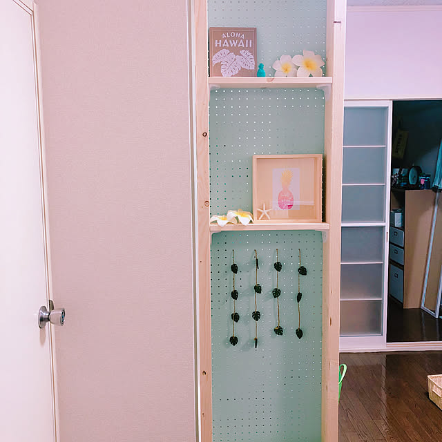 Entrance,一人暮らし,賃貸でも諦めない！,ハワイアンにしたい,DIY,ディアウォール棚,IKEA,セリア Aloalo.sa_naの部屋