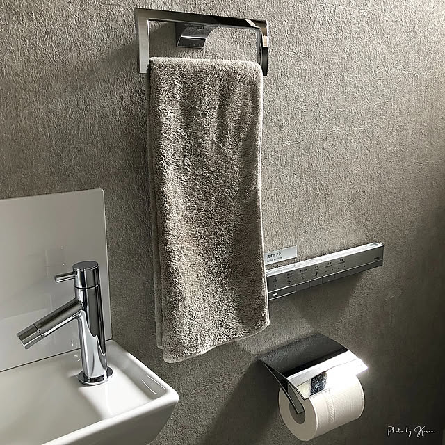 Bathroom,イベント参加,トイレットペーパー,エリエール,ペーパーホルダー,シルバー,グレー,ホワイト,TOTO,サンゲツ,マイクロファイバータオル,ニトリ,kawajun,カワジュン,タオルリング,タオル掛け,インテリア,シンプル,モダン,スタイリッシュ,壁掛手洗機,手洗い器,LSH50BS karenの部屋