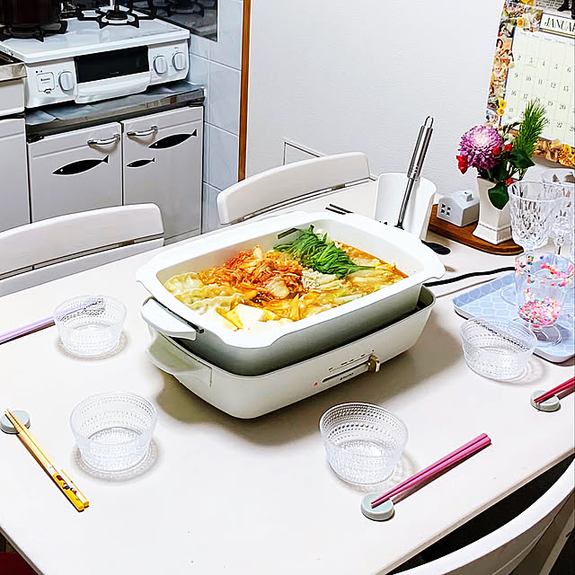 イッタラ カステヘルミ,オプション,深鍋プレート,ブルーノグランデ,ブルーノホットプレート,キムチ鍋,冬の食卓,賃貸でも諦めない,賃貸でも可愛く,狭くても諦めない,狭くても快適に,賃貸アパート　3DK,お正月,2022年,賃貸アパート,RC初心者,Kitchen BBの部屋
