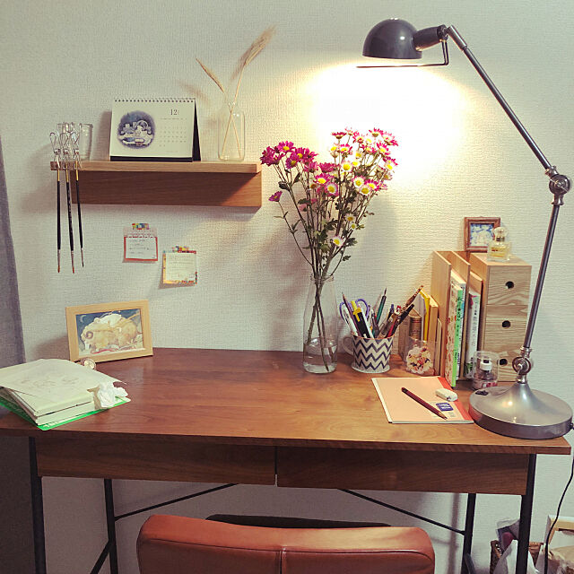 My Desk,花,ひとり暮らし,一人暮らし,雑貨,つくえ,無印良品,ナチュラル,1K homaru_tsukkoの部屋