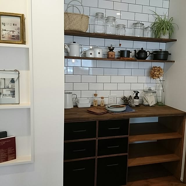 Kitchen,タイルキッチン,キッチン背面収納,造作家具 simarinoの部屋