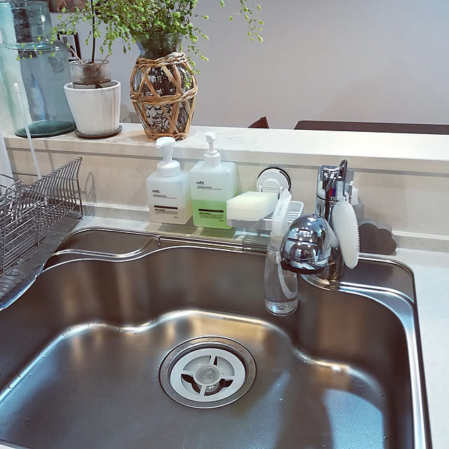 Kitchen,やめたこと,3Mサポーター,三角コーナーなし,スポンジラックなし,排水口カバー,浮かせる収納,浮かせたい,ソープディスペンサー,建売,クリナップ Jijiの部屋