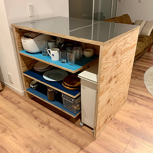 DIY,Kitchen,カラフル,合板,キッチンカウンター,ステンレス tsuuu33の部屋