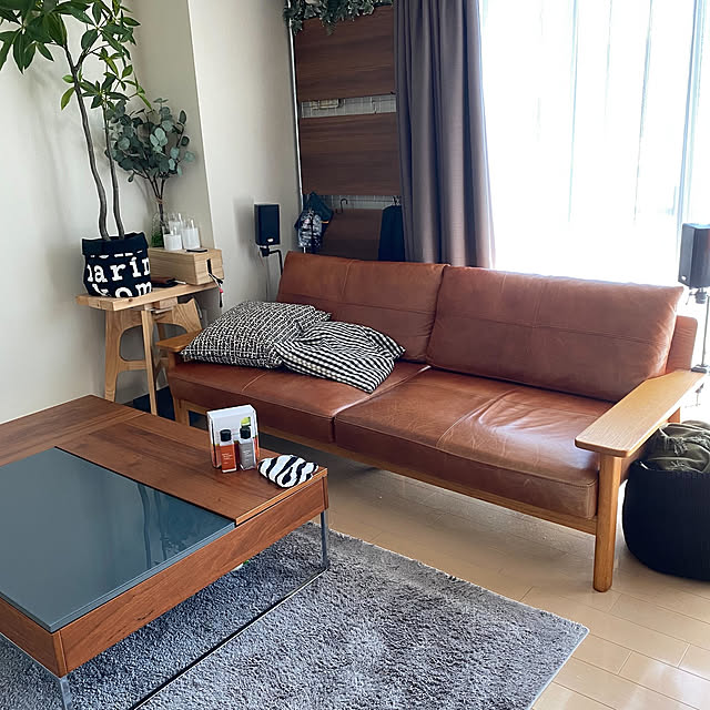 Lounge,ルーティーン,ブラウン,ウォールナット,boconcept,メンテナンス,収納テーブル,レザー,ソファー,unicoソファー,ラグ ichan15uの部屋