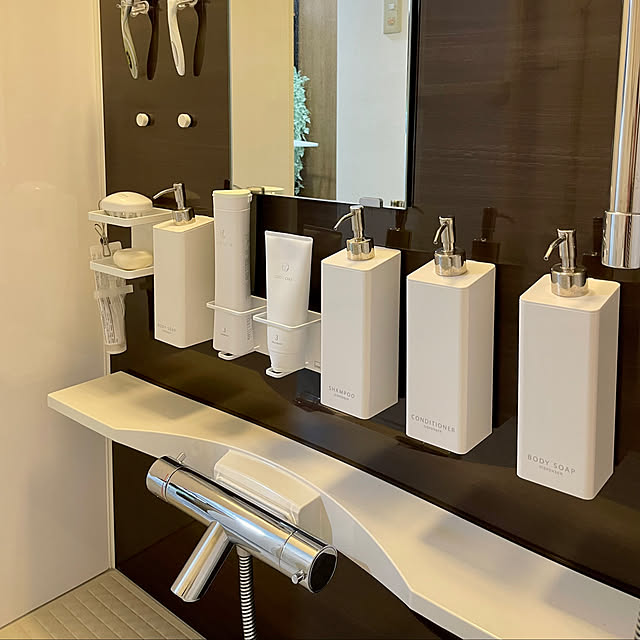 Bathroom,マグネットツーウェイディスペンサー,山崎実業,ソープディスペンサー,日替わり投稿企画☆土曜日,2人暮らし yasuyo66の部屋