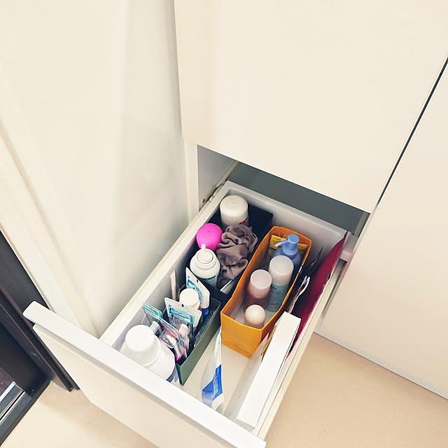 Bathroom,10分でできる,引き出し収納,引き出しの中,洗面台収納,紙袋リメイク,紙袋再利用,紙袋が捨てられない Mie-koの部屋