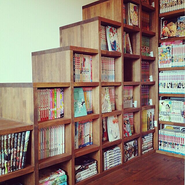 My Shelf,漫画,コンテスト参加中,パイン材,秘密の部屋,箱階段,柿渋塗装,書斎,無垢の床 Reiyaの部屋