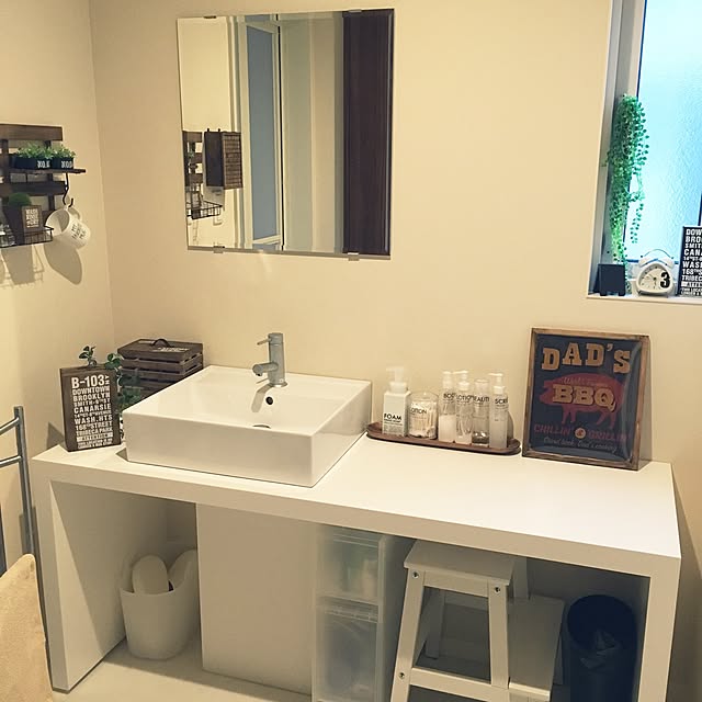 Bathroom,無印良品,洗面所,一軒家,ミサワホーム,IKEA,mon・o・tone,ダイソー,セリア,フェイクグリーン,リメ缶 mika_の部屋