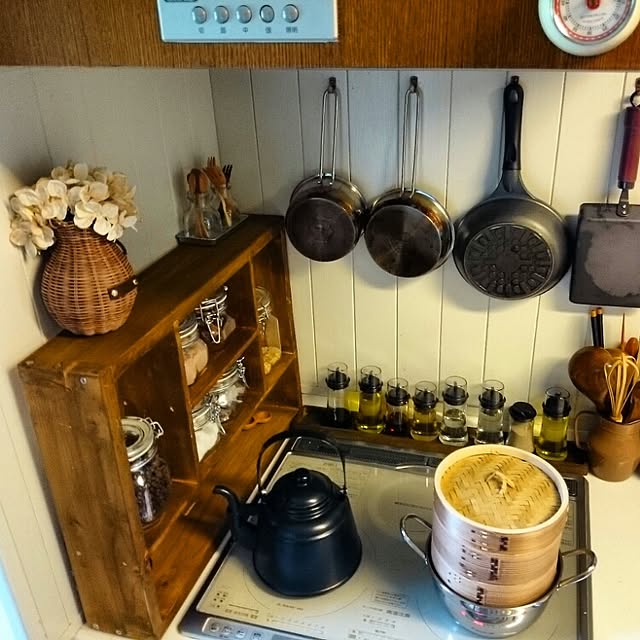 Kitchen,台所,暮らしの道具,IH周辺,ほっこり計画,TRUCKケトル,せいろ,丁寧な暮らしがしたい,インスタ→slow.life.works,81組,暮らしの愛用品 slow-lifeの部屋