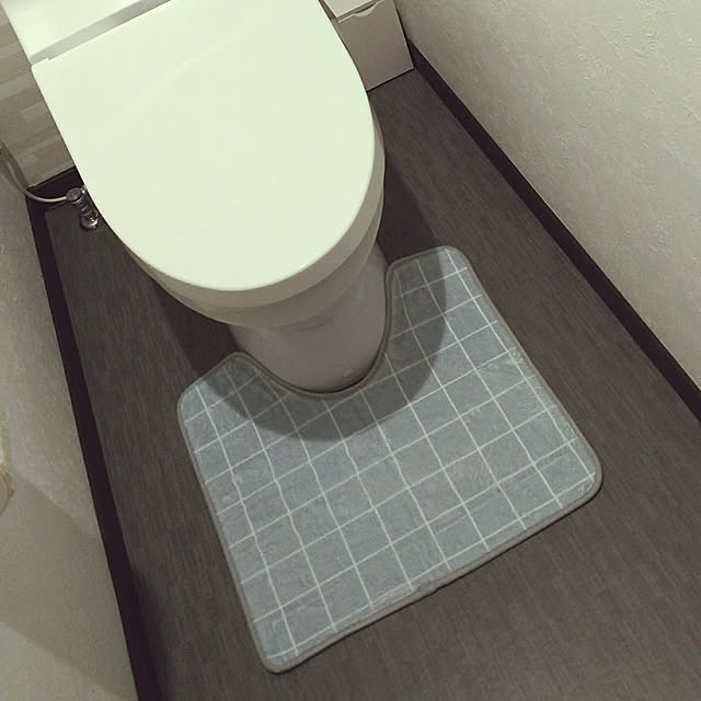 Bathroom,いぬばかりですみません。,いぬのいる暮らし,RCの出会いに感謝♡,いつもいいねやコメントありがとう♡,雑貨大好き♡,星好き☆,ダイソートイレマット,トイレマット,グラフチェック柄,グレー好き♡,200円商品,MONOANDCHRO,2018.4.6∘☃* kojikojiの部屋