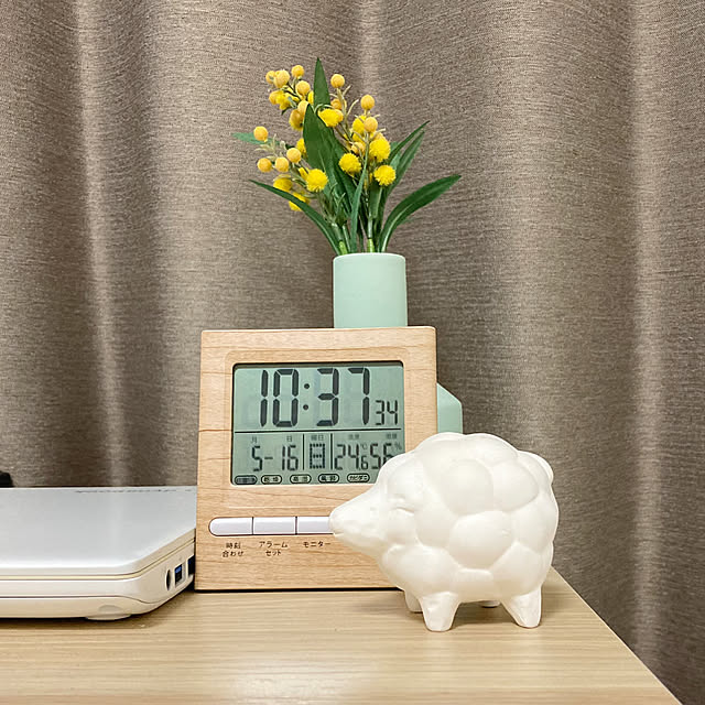オブジェ,1K,ひとり暮らし 1K,7.5畳,一人暮らし,フェイクフラワー,フラワーベース,デジタル時計,Bedroom gumiの部屋