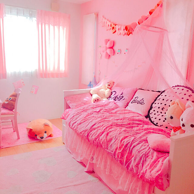 Bedroom,Bedroom,ダイソー,IKEA,子供部屋,ベッド,100均,ピンク,セリア,3COINS,しまむら,ピンクの部屋,barbie,nissen,ピンク大好き,プリンセス部屋,ピンクインテリア Chikaの部屋